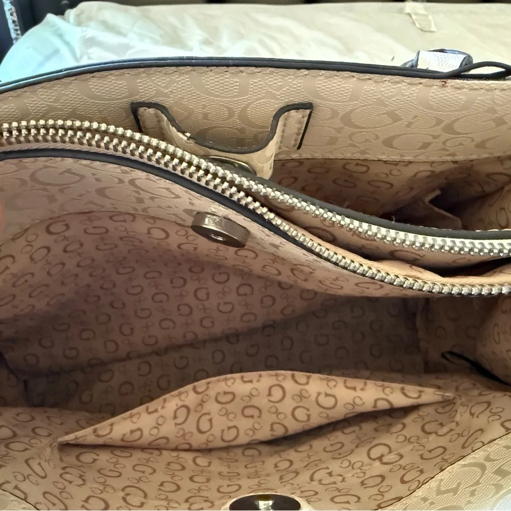 GUESS Beige Satchel with Pouch - Picture 3 of 9